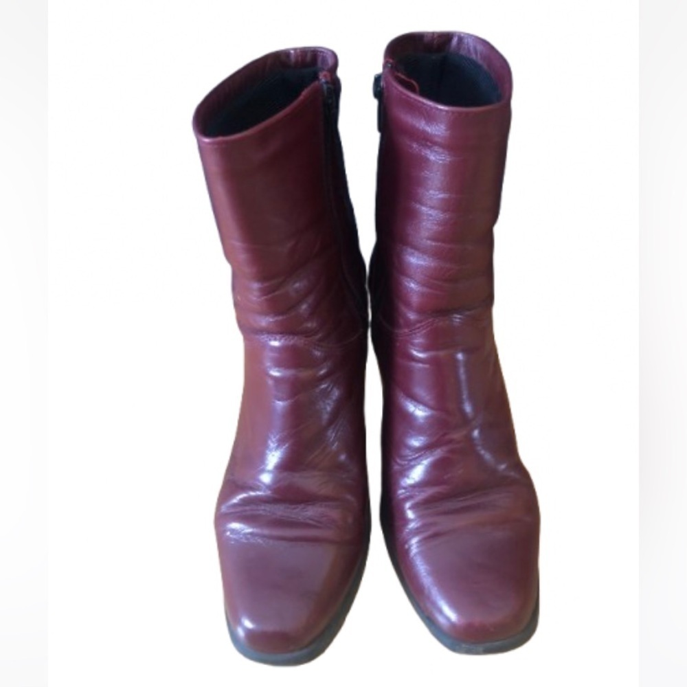 Women's Burgundy Leather Ankle Boots